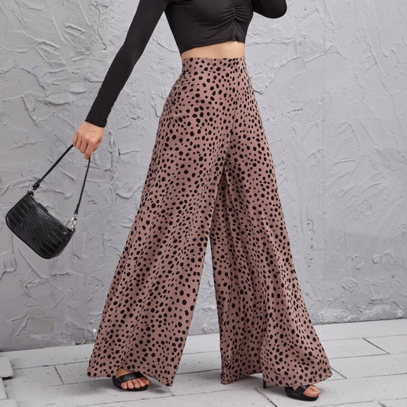 Leopard Print High Waist Wide leg Palazzo Pants - Picture 2 of 5